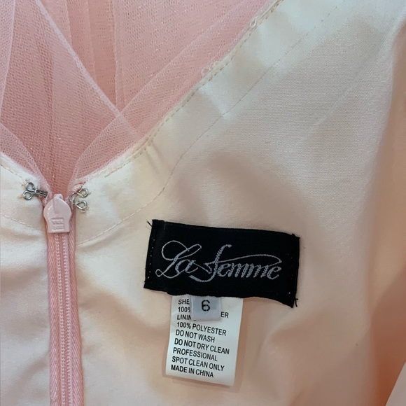 La Femme Ruffled V neck Dress with slit - Picture 4 of 7